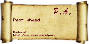 Paor Ahmed névjegykártya